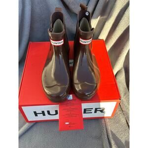 Hunter Original Chelsea Gloss Women’s 7 Brown Bolt Boots WFS2078RGL New in Box